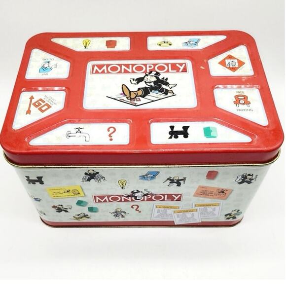 Extremely Rare Hasbro Monopoly Popcorn Tin Toy Chest 1998 Vintage Large 13x9x7" - Picture 1 of 12